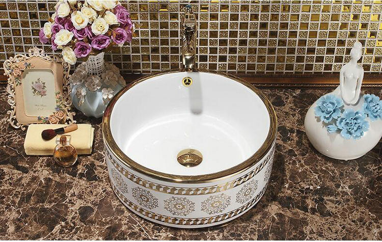 Prato Mosaic Gold Countertop Bathroom Sink